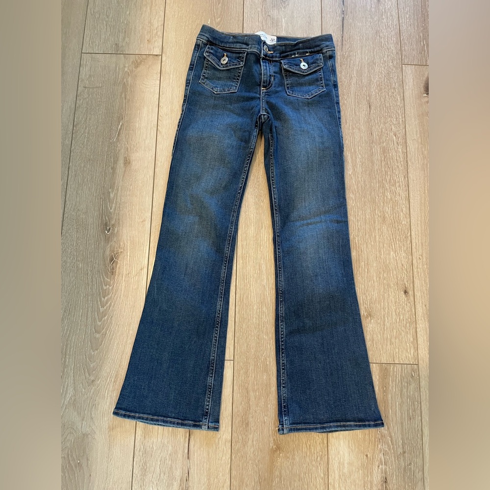 Abercrombie Kids Low Rise Bootcut Flare Jeans Girls 9/10 Reg Blue‎ Denim Stretch